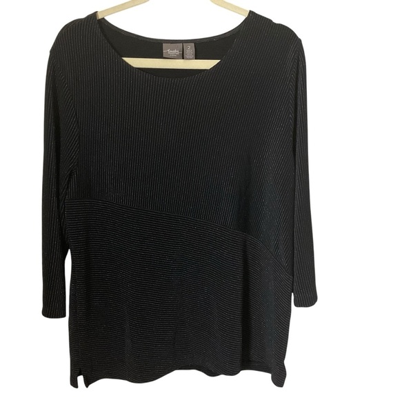 Chico's Tops - Chico's Black Scoop Neck 3/4 Sleeve Boxy Tunic